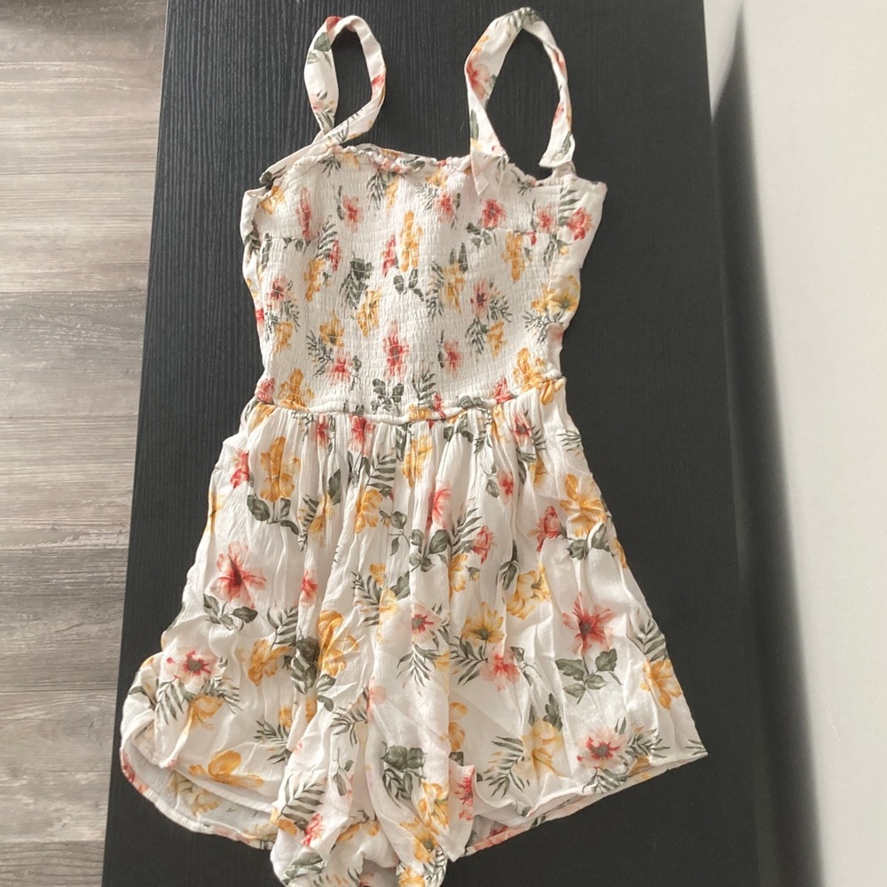 Hollister Floral Jumpsuit - White, Yellow, Red